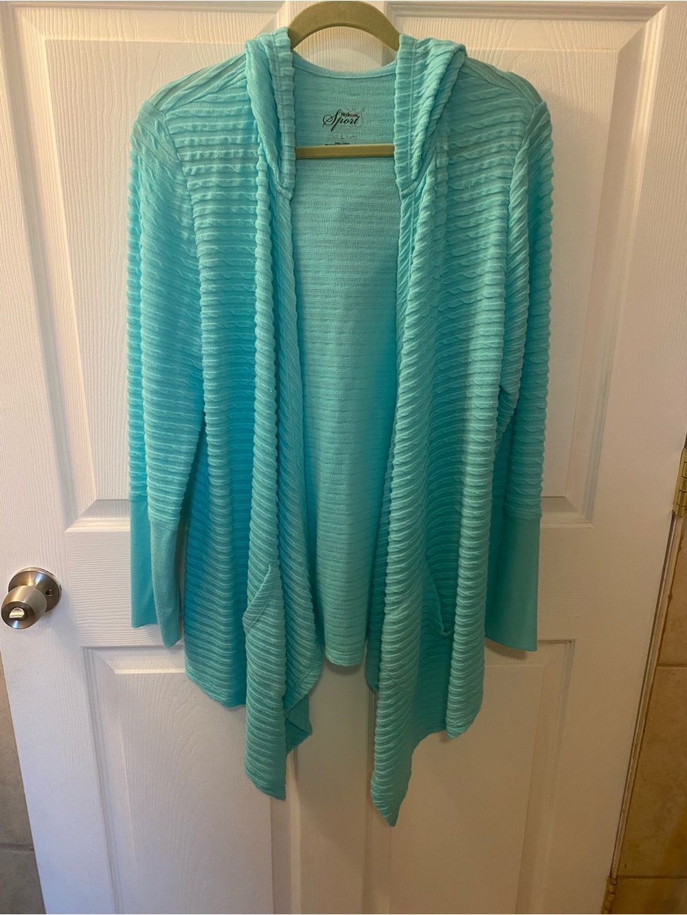 Style & Co. Aqua Open-Front Hooded Cardigan